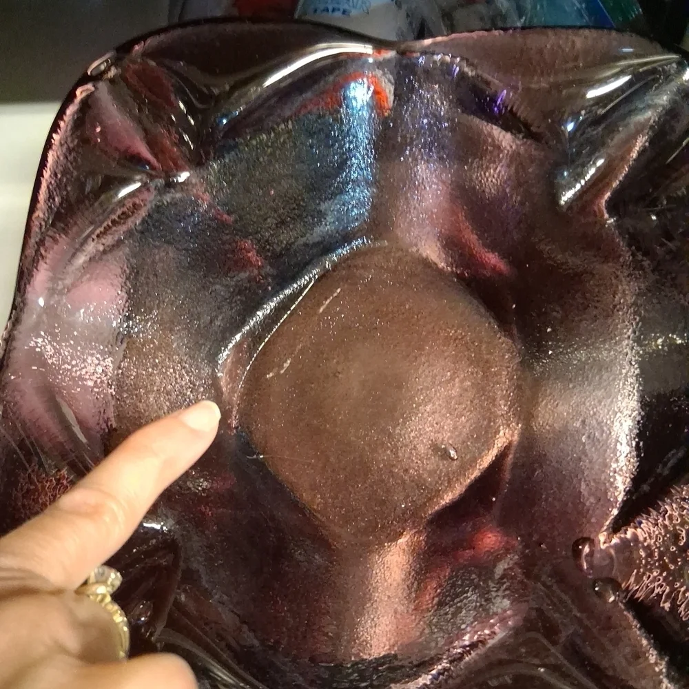 Elegant Amathyst Purple Art Glass Ashtray Ci